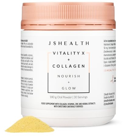 JSHealth Vitamins Vitality X + Collagen - Beauty Powder Supplement with Vitamins C & E to Nourish Hair Skin and Nails (180g)