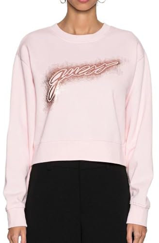 GUESS Sweat Rose Femme Logo Crop Rose L