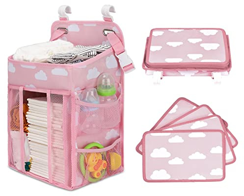 Baogao Organizador Colgante para pañales | Organizador de guardería para Cambiador y Cuna | Organizador de pañales para Colgar, apilador de pañales con Hebilla para cunas, Coches, cambiadores