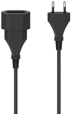 HAMA | Cable Alargador de 3m con Enchufe Europeo (Ideal para Interiores, Cable de Alimentación, Robusto y Estable) Color Negro
