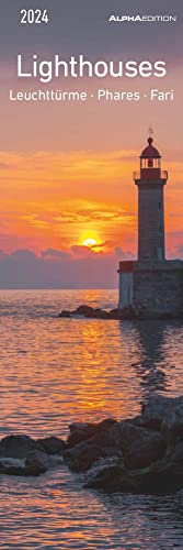 Fari 2024 – Calendario segnalibro 5,5 x 16,5 cm – Lighthouses – Aiuto per la lettura – Alpha Edition
