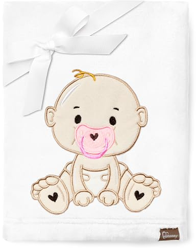 Be Mammy Warme Kuscheldecke Babydecke Blanket Baby Geschenk BE20-168 (Weiß - Mädchen)