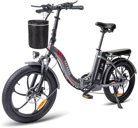 Fafrees F20 elcykel 20 * 3.0 tum, hopfällbar e-cykel 250W, elcykel vikbar vuxen 36V 18Ah batteri, räckvidd 70-140 km, stadscykel 25 km/h