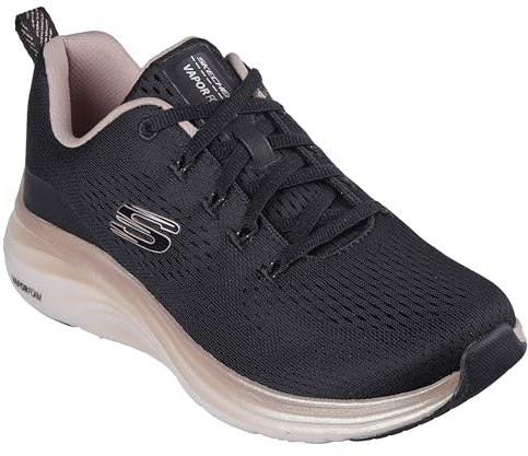 Skechers Damen Vapor Foam Sneakers, Black Mesh Rose Gold Trim, 41 EU