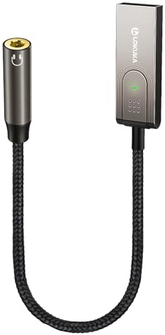 LOKUKA Bluetooth 5.3 till Aux Adapter för bil, USB till 3,5 mm kvinnlig Bluetooth-mottagare för att lägga till Bluetooth till trådlösa hörlurar, bil, högtalare och förstärkare för handsfree-samtal,