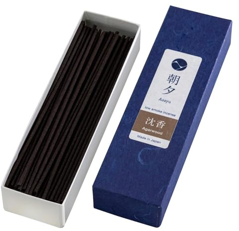 Asayu Japan Räucherstäbchen Adlerholz Duft mit wenig Rauch, Hergestellt in Japan, 20g Qualitäts Räucherwerk zum Meditieren, Entspannen oder Yoga (Adlerholz 20g)