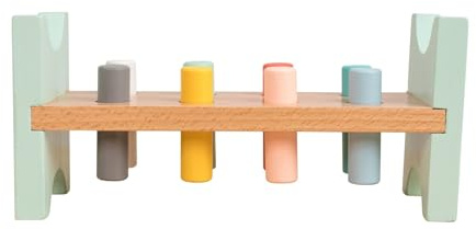 Owl & Fox Wooden Hammer Bench, Pretend and Play Pounding Bench with Hammer and Pegs, Developmental Montessori Play; For Boys & Girls 12 Months+
