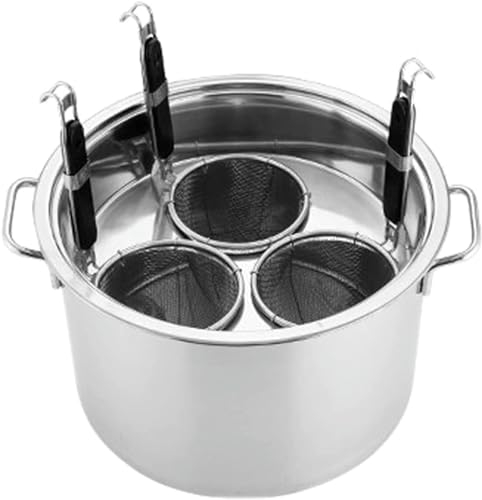Olla para Fideos, Olla para Espaguetis, Olla para Pasta, Olla de Acero Inoxidable con Tres Cestas coladoras, Cocina casera, Restaurante, Juego de Olla para Cocinar