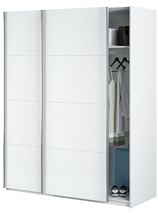 Homey - Armario Dos Puertas Correderas de 150 para Dormitorios de Matrimonio o Individuales, Color Blanco Artik, Medidas: 150 cm (Ancho) x 200 cm (Alto) x 60 cm (Fondo)