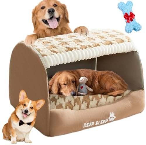 Cozy Dog House Bed Mysigt hundhus Cozy House Dog Bed hundgrotta inomhus grotta hund grotta säng hundhus för inomhus (brun, XL)
