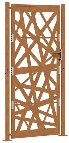 vidaXL Puerta de jardín de acero desgastado diseño ligero 105x205 cm, puerta de cerca, puerta exterior, puerta de metal, puerta de seguridad