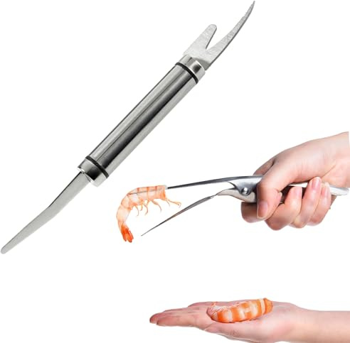 2 herramientas para deshacerse de camarones, pelador de camarones, cuchillo de camarones de acero inoxidable, herramienta multifuncional para deshacerse de camarones fácilmente (herramientas de