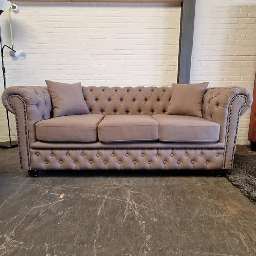 Chesterfield 3-sits soffa – Pitch Bahama03 tyg