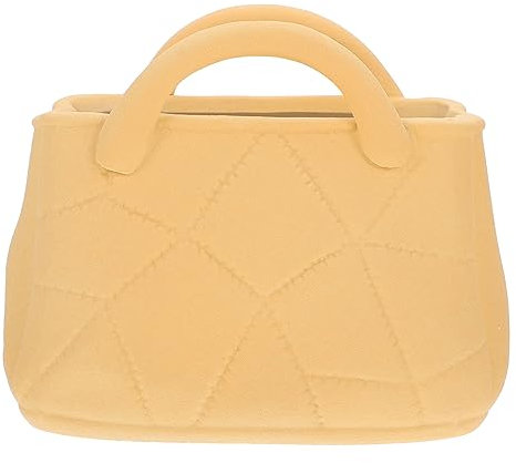 PartyKindom Jarrón Tacto Suave y Cómodo Forma de Bolso Amarillo de Cerámica Moderna y Elegante para Decoración del Hogar Adecuado para Sala de Estar Moderna y Elegante