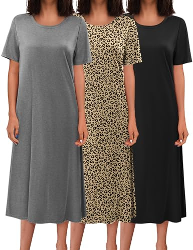 Ekouaer Womens Maternity Pajamas Long Nightgowns Nightgown Solid Sleep Dress Maternity Night Gown Sleepwear Nightshirt
