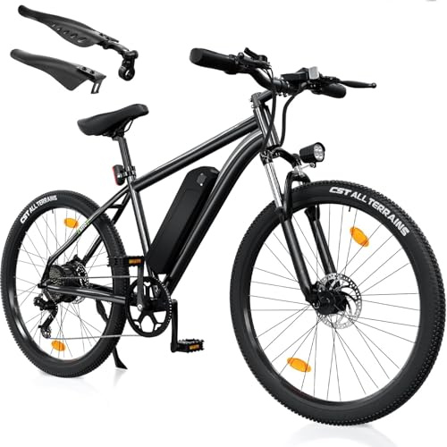 Finbike M10S Electric Bike Adults, 26 Electric Mountain Bike with 36V 15.6Ah Battery, 80KM Range Electric Bicycle, 5 Speed Levels & 7-Speed Derailleur, LCD Display with USB Port, E-Bike for Adults