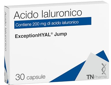 Tn Pharma Acido Ialuronico ExceptionHYAL Jump, 200mg, 30 Capsule, Neutro, Integratore per Articolazioni e Tessuti, 16.8g, Vegano, Senza Glutine, Senza Lattosio