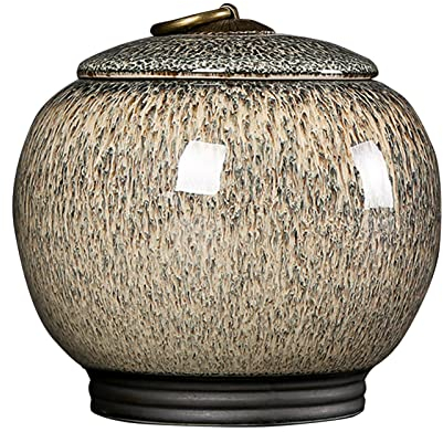 Simanli Tea Canister Ceramic Caddy Vintage Tea Coffee Sugar Canister Jar Traditional Tea Caddy Sealed Lids for Home Kitchen Decoration (Yellow)