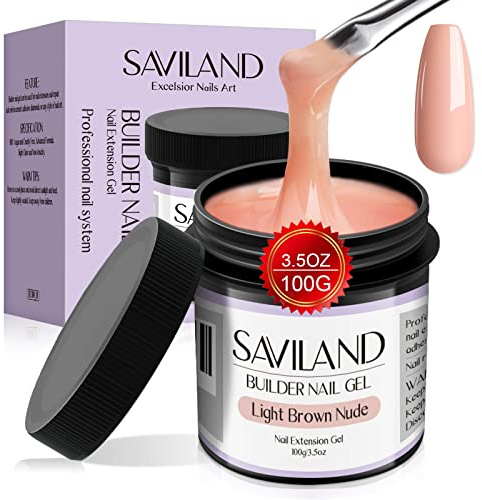 Saviland Nagel Aufbaugel: 100g/3.53oz Nacktes Braun Aufbaugel für Gelnägel Große Kapazität Nagelfestigungsgel für Nagelverlängerung Hartgel für U V Gel Nägel Nail Art Maniküre Starter für Nagelstudio