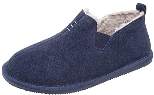 Lambland Men's Premium Sheepskin Slip On Bootie Slippers Hard Sole House Shoe Handcrafted Slipper Boots