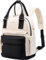 LOVEVOOK Rucksack Damen Klein, Wasserdicht Cityrucksack Handtasche 2 in 1, Mini Tasche Daypack Backpack Women Elegant für Freizeit Schule Reisen Arbeit, Schwarz Beige