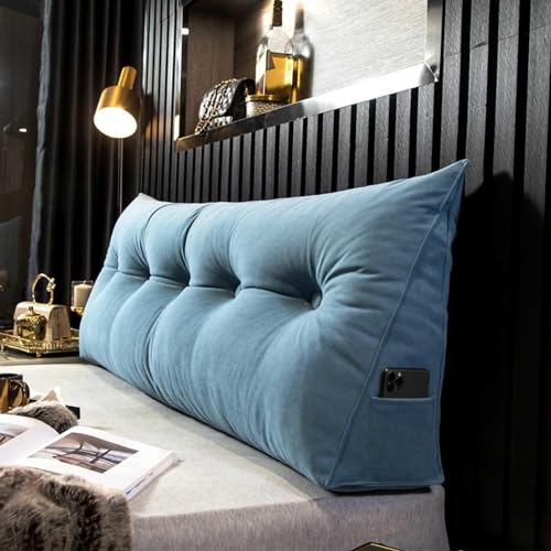 YSZBD Rückenstützkissen Rückenkissen Bett Lesekissen Für Bett Und Sofa Rückenkissen Keilkissen Sofa Bettkissen Rückenlehne Lesekissen Removable Cover,#1Blue-60x50x20cm aus Wildleder