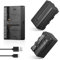 Soonpho 2-Pack Akku NP-F550 Ersatzakku 2 Stück Battery und Dual USB-C Ladegerät für Sony NP-F970 F960 F950 F770 F750 F570 F550 Kompatibel Godox VILTROX Neewer Camcorder/Monitor/Kamera