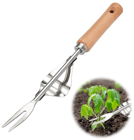 Vordpe 1 Stücke Handjätgerät für den Garten, Edelstahl Unkrautstecher, Wurzeljätgerät aus Qualitätsstahl, Garten Manueller Weeder Wurzeljäter, Gartenarbeit Gabel für Graben