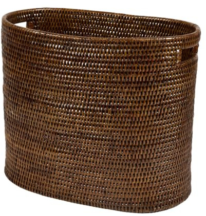 Wicker Rattan Magazine Rack with Handles Brown Glazed Storage Basket | Magazine Basket, Storage Basket, Living Room Storage, Newspaper Rack, Letter Holder