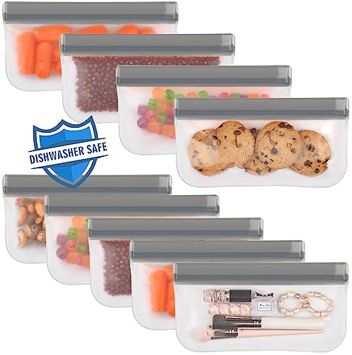 10 Stück Gefrierbeutel Wiederverwendbar 8.6*4.5 Wiederverschließbare Beutel für Lebensmittelbeutel, BPA Freie für Gemüse, Milch, Snacks, Fleisch