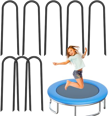 Flujos de trampolín en el suelo, estacas de trampolín | Uñas para objetivos de fútbol | Juego de 8 estacas de trampolín de trampolín en forma de viento fuerte en forma de viento para tiendas de