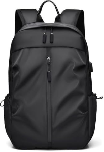 PHIOMUUE Black Lightweight Daypack Backpack - Casual Daypacks with USB Port Waterproof School Bags, College Travel Backpack for Men Women, School, Travel, Work and Daily Use