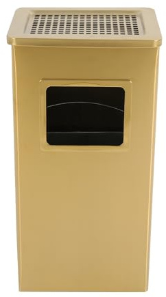 Stainless Steel Trash Can, 12.2 L X 9.84 W X 24.02 H Garbage Bin, Integrated Garbage Container with A Grille for Filtering Soot, Home Office Bedroom Living Room Indoor Outdoor Wastebasket