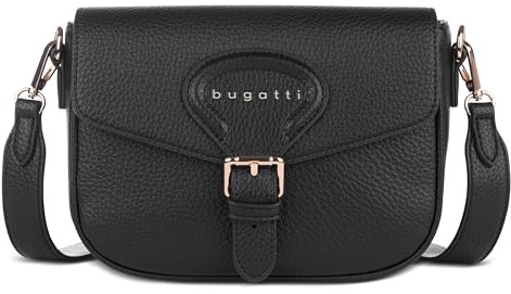 bugatti Elina Damen-Schultertasche S aus Kunstleder, kleine Handtasche für Frauen, schwarz