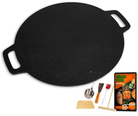 Gjutjärnspanna med Dosa-verktyg, non-stick Crepe-panna, komal för tortillor, järntawa för indisk dos, grillpanna för pizza