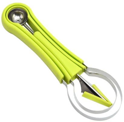 OSOLADY Set Utensili da Cucina in Acciaio Inox per Intaglio e Scavo Frutta, Cucchiaio Dig Ball e Tagliafrutta Multifunzionale, Facile da Usare per Preparazioni Rapide di Melone e Varie
