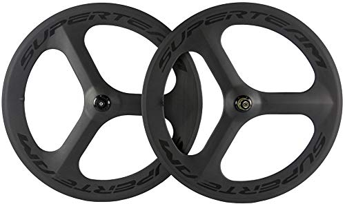 Superteam Road Bike 3 Spoke Wheelset 70mm 23mm Clincher Carbon Wheel with Matte Finish