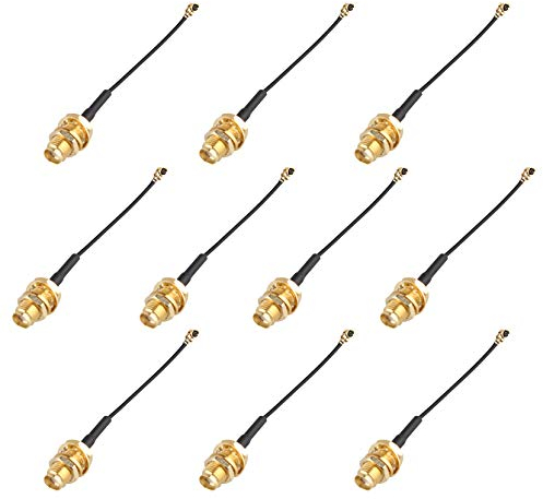Jopto 10PCS 1.96 inch / 5cm U.FL MINI PCI to SMA Female 1.13 Bulkhead Pigtail Antenna WiFi Cable Black Aerial Extension For Hand-held Radio Mini PCI to PCI-E Card Wireless LAN WLAN Network WiMax