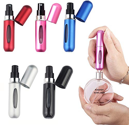 Angzhili 5 PCS Refillable Perfume Atomizer Bottle, Portable Fragrance Atomiser,Mini Empty Scent Pump Case,5ML Refillable Perfume Spray,Travel Perfume Atomiser Bottles