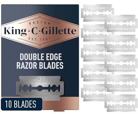 King C. Gillette Double Edge Safety Razor Blades 10 count, Stainless Steel Platinum Coated Blades