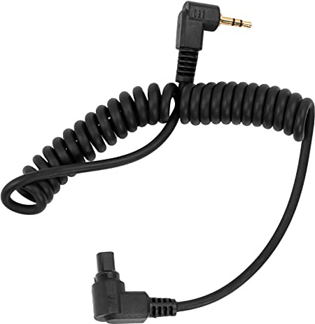 KONDOR BLUE | 2.5mm to N3 Coiled Remote Trigger Shutter Cable for Canon | 12”-34” Cable Compatible with Canon Cameras | Black