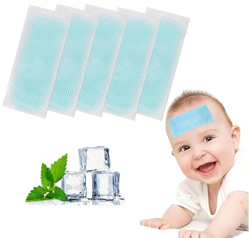 20 Sheets Cooling Fever Patch for Kids, Cooling Forehead Strips Cooling Gel Pads for Baby Children Adult Migraine Soothing, Relieve Headache, Toothache Pain, Sunstroke, Drowsiness, Fatigue, Refreshing