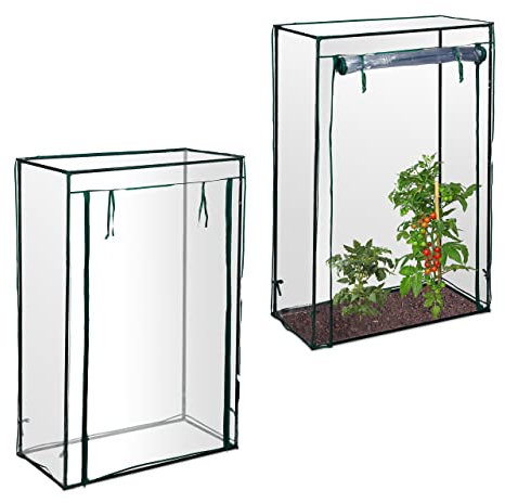 Relaxdays Serre de Jardin Tomate, Lot de 2, Balcon, Protection, bâche, HLP 150x100x50 cm, Acier & Plastique, Vert