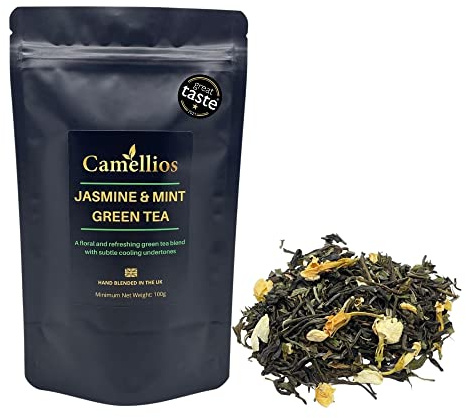 Jasmine and Mint Green Tea, Green Loose Leaf Tea, Camellios (100g)