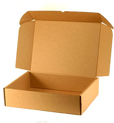 Precintos Noan S.L. | Pack 25 cajas de cartón envíos postales kraft | Automontables | Medidas 40x30x10