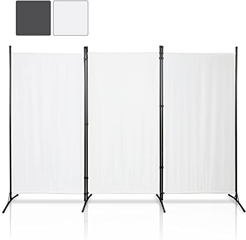 Gimisgu Paravent 260 x 180 cm, divisorio grande da giardino, divisorio per balcone, protezione privacy, 3 pezzi, opaco, pieghevole, per uffici, balconi, beige