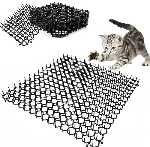 Dornengitter Gegen Katzen, 15 Stücke Katzen-Matte mit Spikes, Dornengitter Tier-Barriere gegen Katzen Tierabwehr Scat Spike, Tier Barriere Dornengitter Katzenabwehr für Katzen, Hasen,Vögel