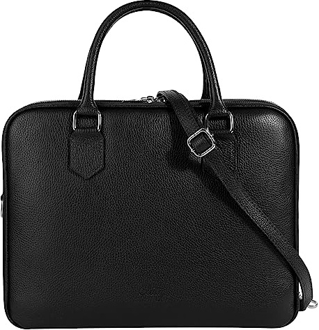 Cluty Aktentasche Echt Leder Damen Made in Italy, Smartphonefach, Business Tasche, Bürotasche mit Reißverschluss, Damen Handtasche aus Leder 021833