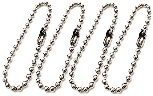 SHINEOFI 100 Piezas llavero cierre de conector de cuentas cadena de diámetro talón cadena de cuentas cadena de acero con cuentas de metal ajustable cadena de bolas esférico cuentas largas