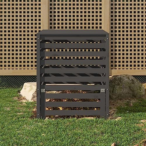 LLEZKBR Home & Garden - Compostiera in legno massello di pino grigio, 82,5 x 82,5 x 99,5 cm